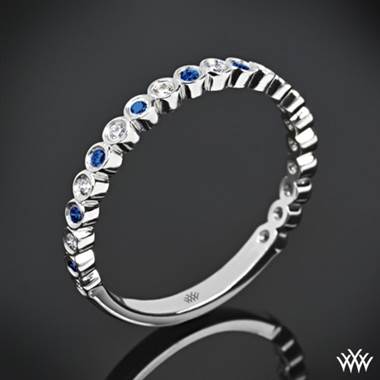 18k White Gold Valoria Jazz Bezel Diamond and Sapphire Ring