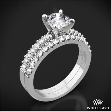 18k White Gold Valoria Petite Shared Prong Diamond Wedding Set