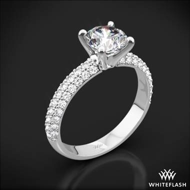 18k White Gold Valoria Rounded Pave Diamond Engagement Ring