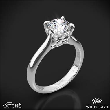 18k White Gold Vatche 1025 X-Prong Surprise Solitaire Engagement Ring