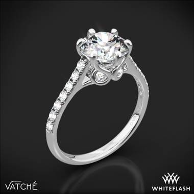 18k White Gold Vatche 1054 Swan French Pave Diamond Engagement Ring