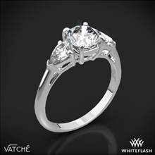 18k White Gold Vatche 310 Round and Pear Three Stone Engagement Ring for 0.50ct Center Diamond (0.25ctw pear side diamonds included) | Whiteflash