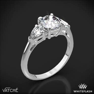 18k White Gold Vatche 310 Round and Pear Three Stone Engagement Ring for 0.50ct Center Diamond (0.25ctw pear side diamonds included)
