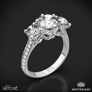 18k White Gold Vatche 324 Swan Three Stone Engagement Ring (Setting Only)