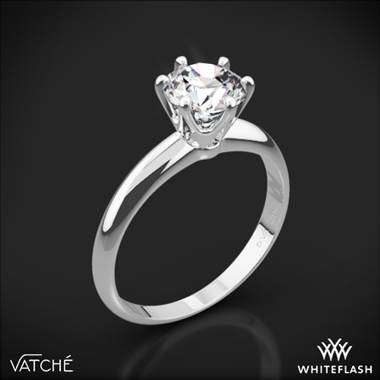 18k White Gold Vatche U-113 6-Prong Solitaire Engagement Ring