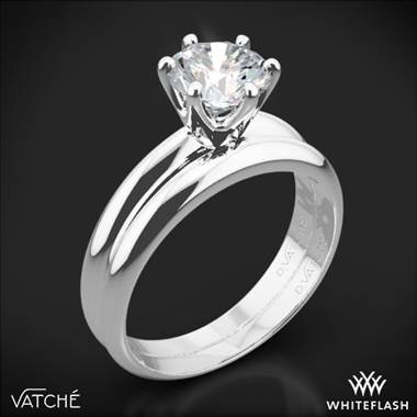 18k White Gold Vatche U-113 6-Prong Solitaire Wedding Set for 2ct and Larger Diamonds