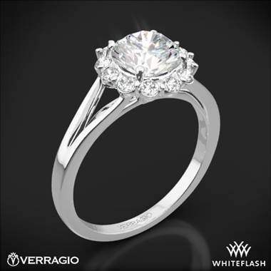 18k White Gold Verragio ENG-0356 Split Shank Halo Solitaire Engagement Ring