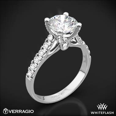 18k White Gold Verragio ENG-0375 4 Prong Pave Diamond Engagement Ring