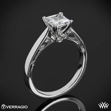 18k White Gold Verragio ENG-0409P 4 Prong Princess Solitaire Engagement Ring