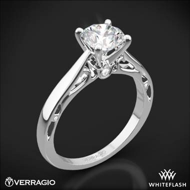 18k White Gold Verragio ENG-0409R Cathedral Solitaire Engagement Ring