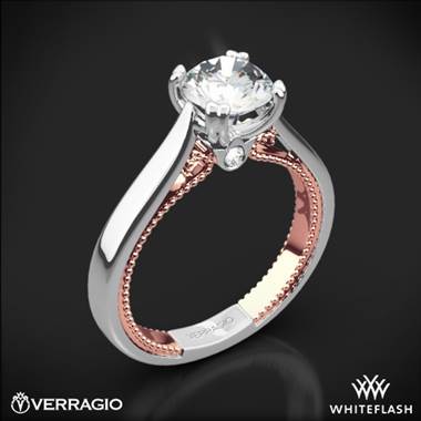 18k White Gold Verragio ENG-0418R-2T Couture Solitaire Engagement Ring with Rose Gold Inlay