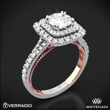 18k White Gold Verragio ENG-0425CU-2T Couture Diamond Halo Engagement Ring with Rose Gold Inlay