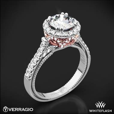 18k White Gold Verragio ENG-0433R-2T Couture Two-Tone Diamond Engagement Ring with Rose Gold Gallery