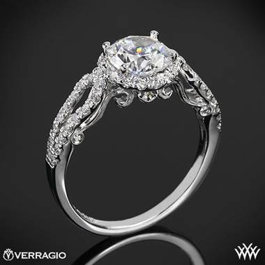 18k White Gold Verragio INS-7042R 4 Prong Round Halo Diamond Engagement Ring