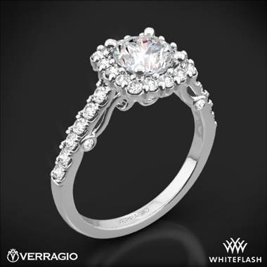 18k White Gold Verragio INS-7047 Cushion Halo Diamond Engagement Ring