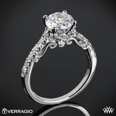 18k White Gold Verragio INS-7054 X-Prong Pave Diamond Engagement Ring