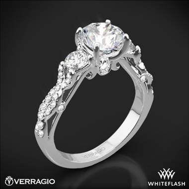18k White Gold Verragio INS-7055R Twisted Shank 3 Stone Engagement Ring