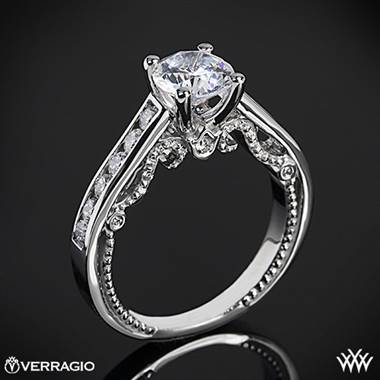 18k White Gold Verragio INS-7064R Beaded Channel-Set Diamond Engagement Ring