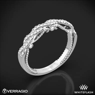 18k White Gold Verragio INS-7074W Beaded Twist Diamond Wedding Ring