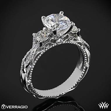 18k White Gold Verragio Venetian Lace AFN-5013R-4 Three Stone Engagement Ring