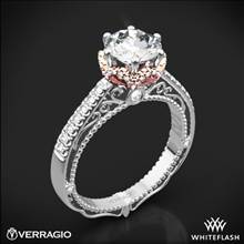 18k White Gold Verragio Venetian Lace AFN-5052-4 Two Tone Diamond Engagement Ring with Rose Gold Halo | Whiteflash