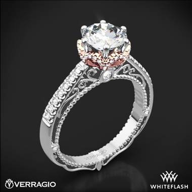 18k White Gold Verragio Venetian Lace AFN-5052-4 Two Tone Diamond Engagement Ring with Rose Gold Halo