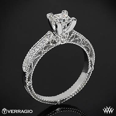 18k White Gold Verragio Venetian Lido AFN-5001P-2 Diamond Engagement Ring for Princess Cut Diamonds