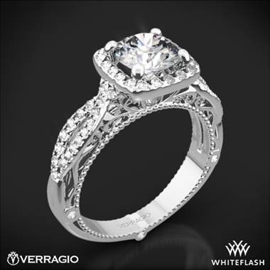 18k White Gold Verragio Venetian Lido AFN-5005CU-2 Cushion Halo Diamond Engagement Ring