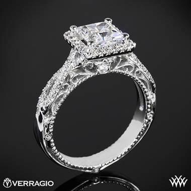 18k White Gold Verragio Venetian Lido AFN-5005P-2 Halo Diamond Engagement Ring for Princess