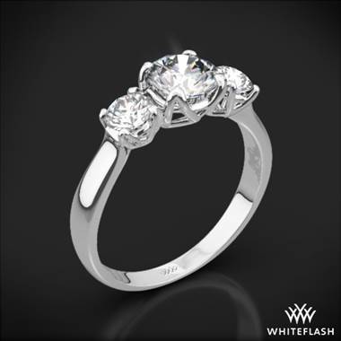 18k White Gold W-Prong 3 Stone Engagement Ring (0.50ctw ACA side stones included)