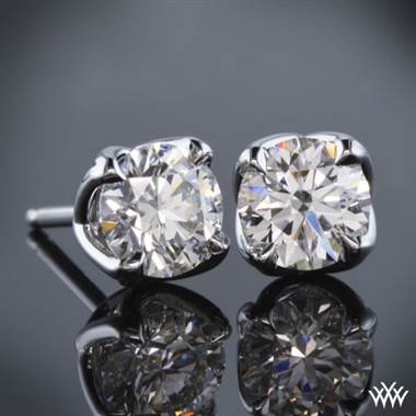 18k White Gold "W-Prong" Diamond Earrings - Settings Only