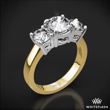 18k Yellow Gold 3 Stone Engagement Ring with White Gold Head (0.50ctw ACA side stones included)