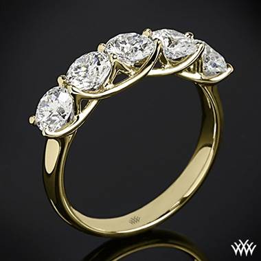 18k Yellow Gold 5 Stone Trellis Diamond Right Hand Ring - Setting Only