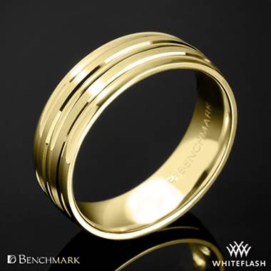 18k Yellow Gold 7mm Benchmark "Chorded Satin" Wedding Ring