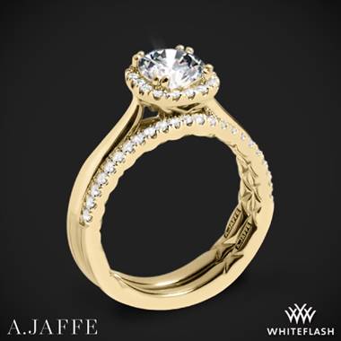 18k Yellow Gold A. Jaffe ME2053Q Halo Diamond Wedding Set