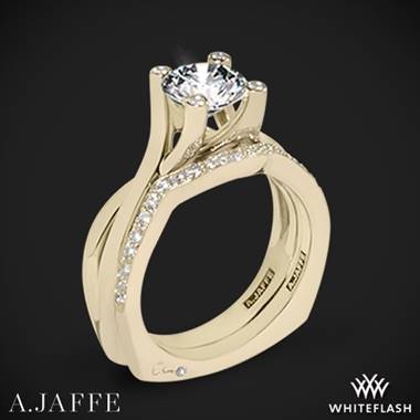 18k Yellow Gold A. Jaffe MES463 Seasons of Love Solitaire Wedding Set