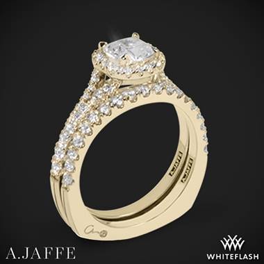 18k Yellow Gold A. Jaffe MES576 Metropolitan Halo Diamond Wedding Set