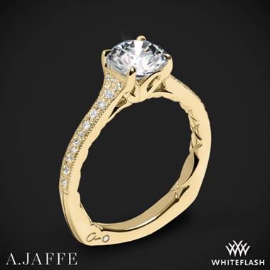 18k Yellow Gold A. Jaffe MES738Q Art Deco Diamond Engagement Ring