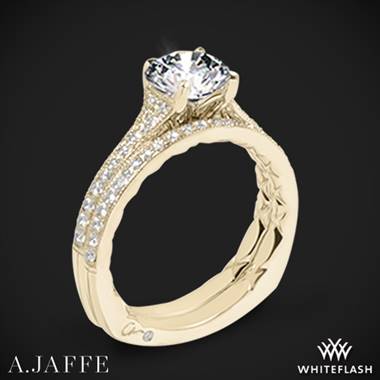18k Yellow Gold A. Jaffe MES738Q Art Deco Diamond Wedding Set