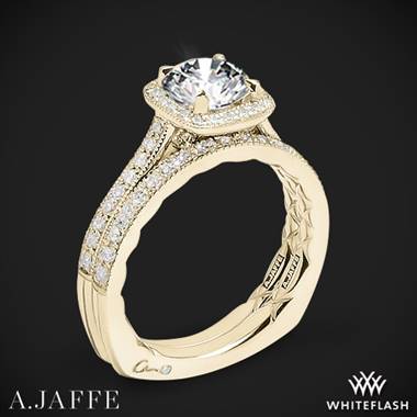 18k Yellow Gold A. Jaffe MES754Q Seasons of Love Halo Diamond Wedding Set