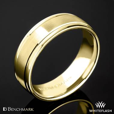 18k Yellow Gold Benchmark 7mm "Comfort Fit" Wedding Ring with Spin Satin Finish