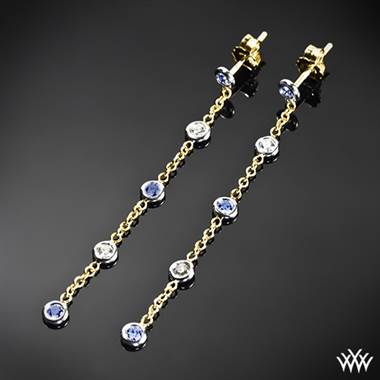 18k Yellow Gold "Color Me Mine" Diamond and Blue Sapphire Earrings