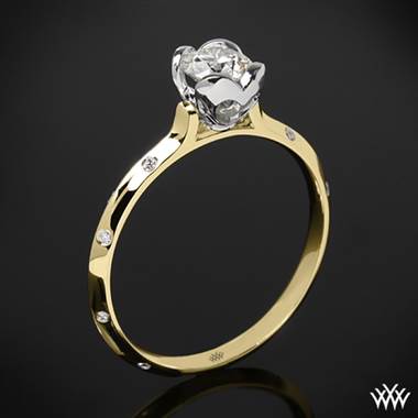 18k Yellow Gold Corazon Scattered Knife-Edge Diamond Engagement Ring with White Gold Head