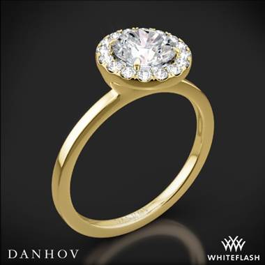 18k Yellow Gold Danhov LE104 Per Lei Single Shank Halo Solitaire Engagement Ring
