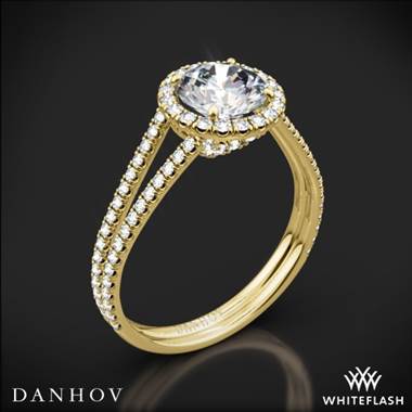 18k Yellow Gold Danhov LE117 Per Lei Double Shank Diamond Engagement Ring