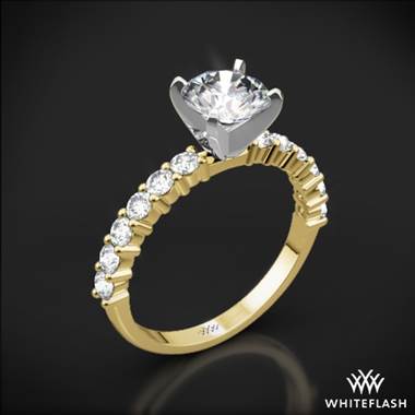 18k Yellow Gold Diamonds for an Eternity Half Diamond Engagement Ring with Platinum Head