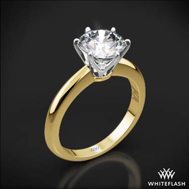 18k Yellow Gold Elegant Solitaire Engagement Ring with White Gold Head