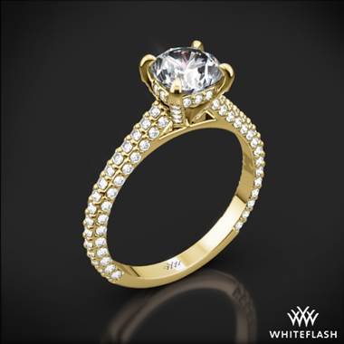 18k Yellow Gold Elena Rounded Pave Diamond Engagement Ring