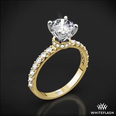 18k Yellow Gold Eternity Wrap Diamond Engagement Ring with White Gold Head