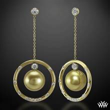 18k Yellow Gold "Golden Pearl and Champagne" Diamond Earrings | Whiteflash